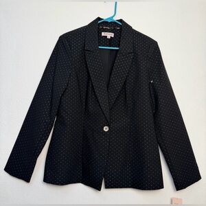 NWT Nanette Lepore Black and Silvery Lurex Single Button Blazer Size 10